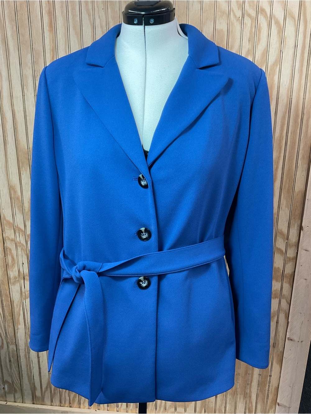dennis basso Cobalt Blue Belted Blazer Jacket